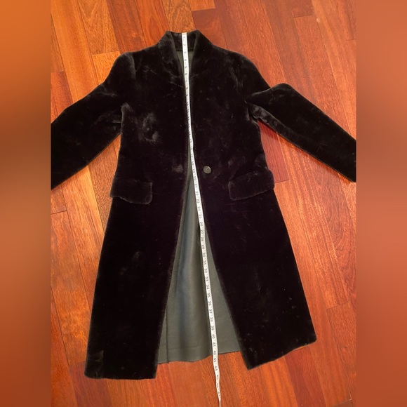 Zara Long Faux Fur Jacket. Fitted Evening Coat w pockets. Shawl Collar NWOT - Picture 6 of 7